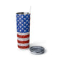 American Flag Glitter Steel Tumbler with Straw, 20oz