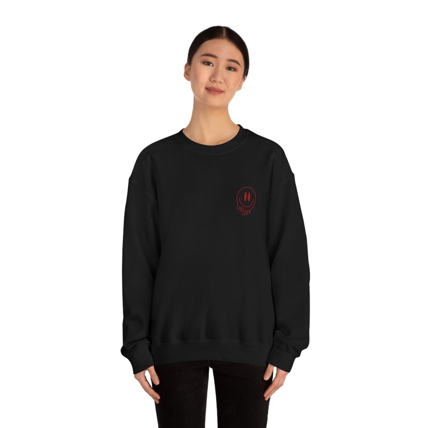 Melting Smiley Cool Moms Club Unisex DryBlend® Crewneck Sweatshirt Front/Back Print