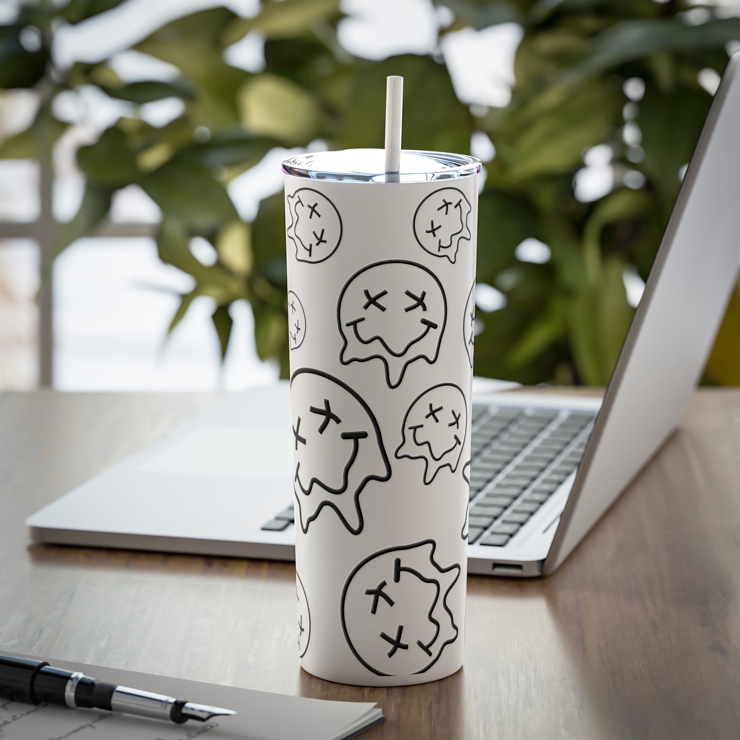 Melting Smiley Steel Tumbler with Straw, 20oz
