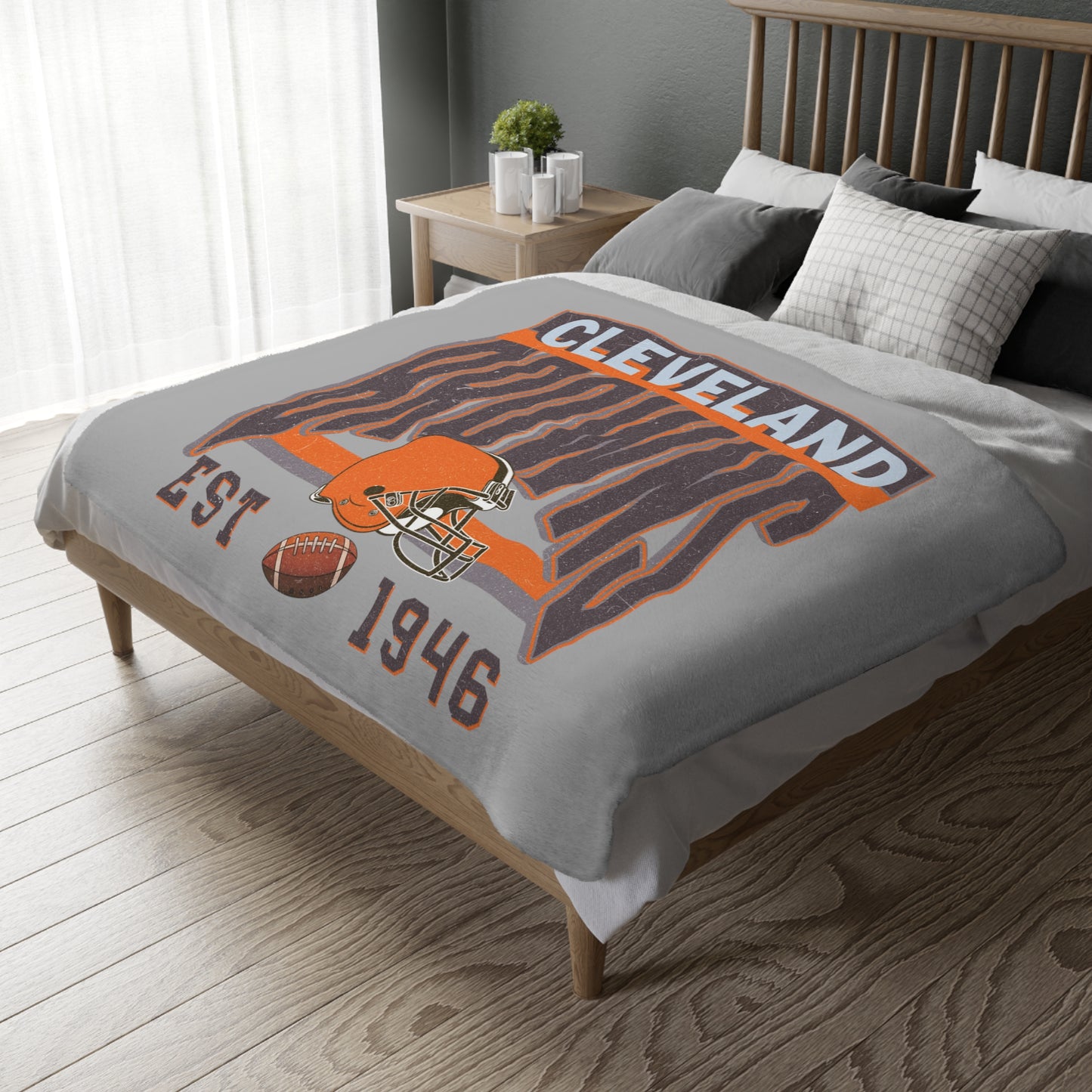 Cleveland  Football Velveteen Minky Throw Blanket