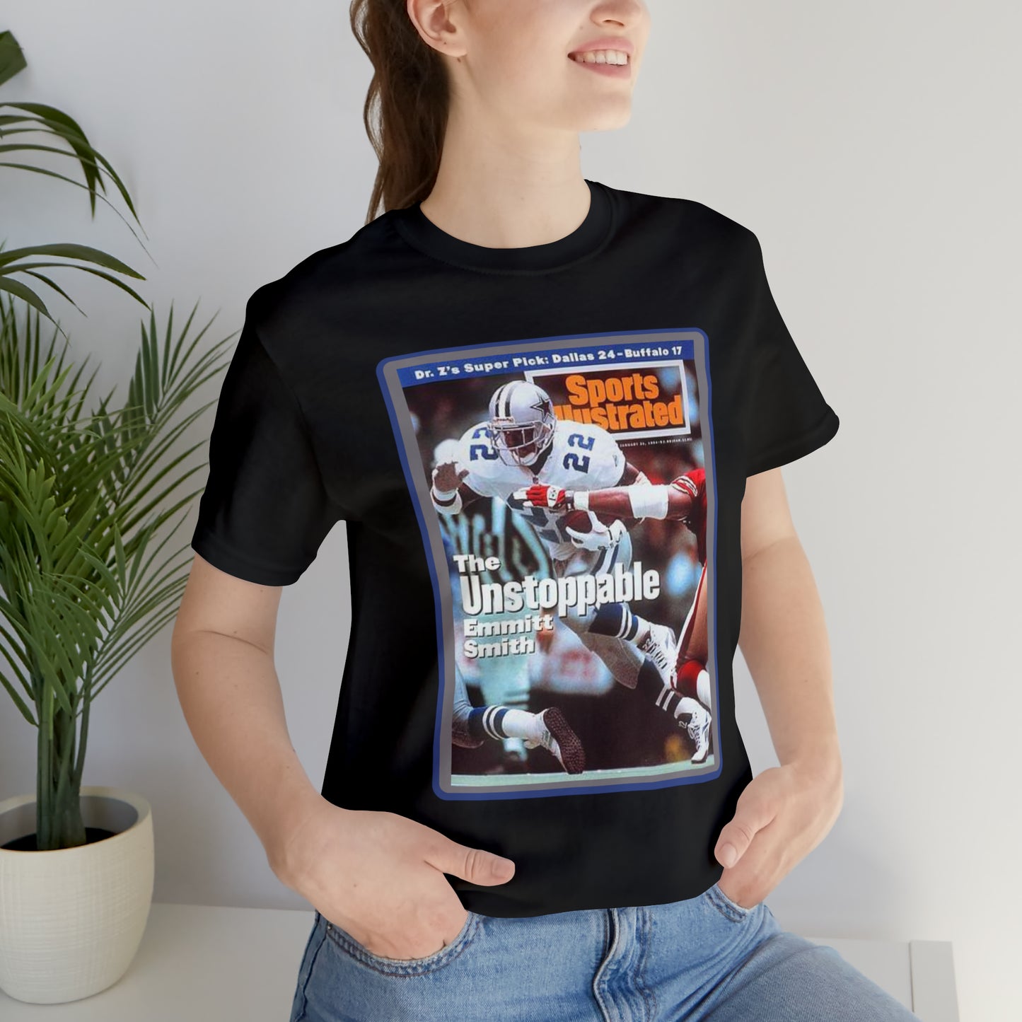 90s Throwback  Dallas Cowboys Emmitt Smith v3 Sports Illustrated Magazine Unisex Jersey Short Sleeve Tee