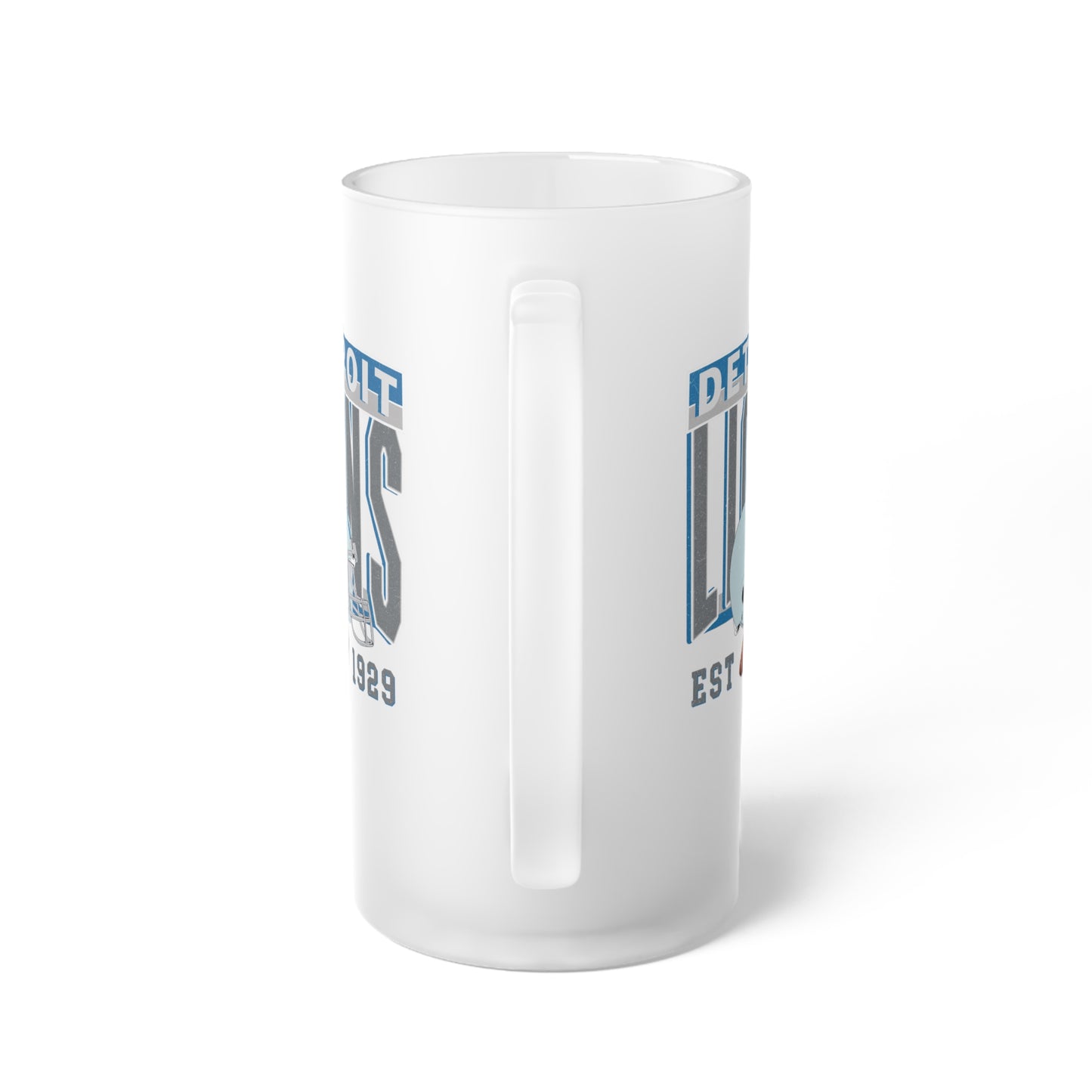 Detroit Football Frosted Glass Beer Mug