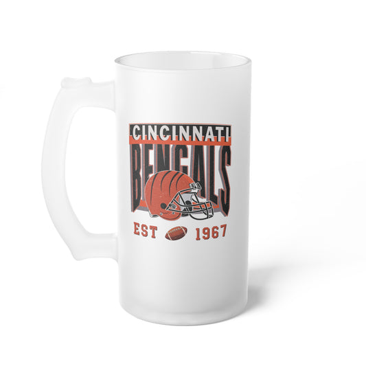 Cincinnati Football Frosted Glass Beer Mug