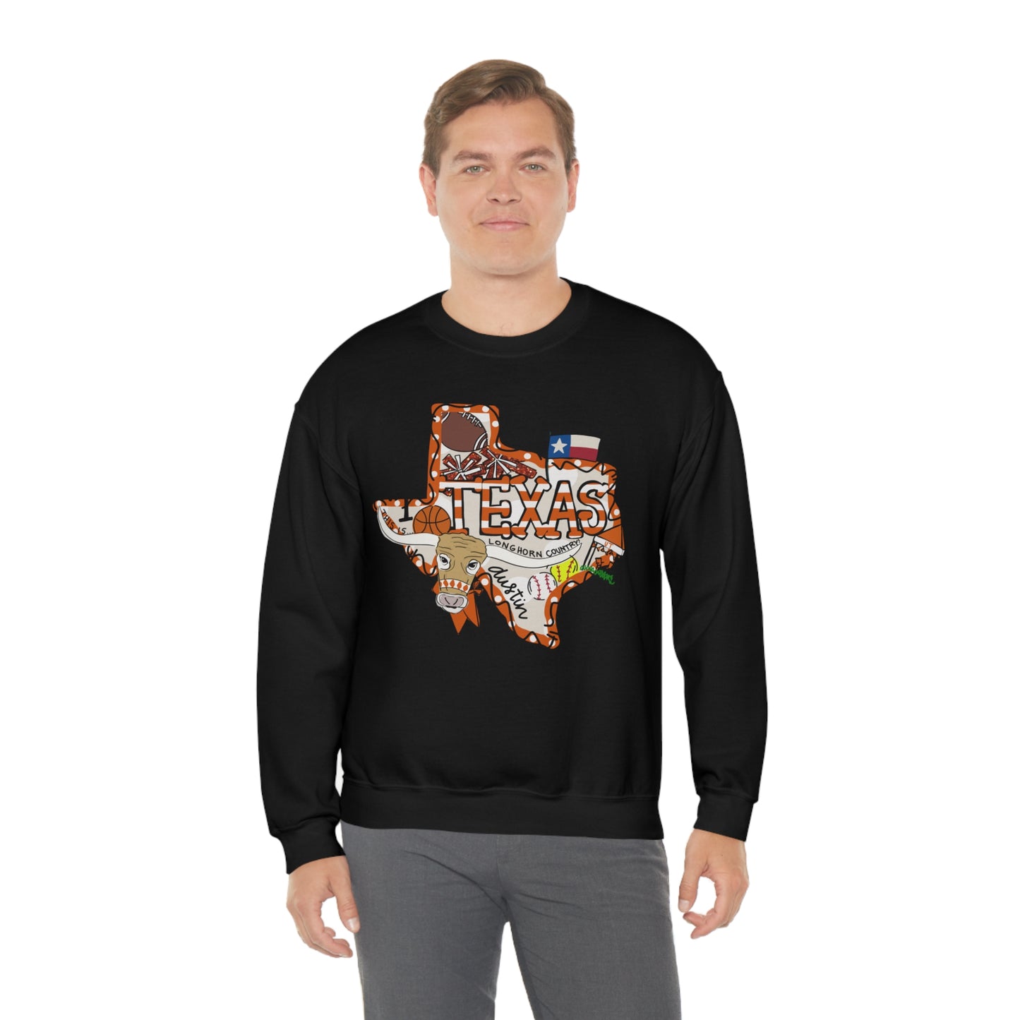 UT Hook Em Austin Texas Longhorn Football Unisex Heavy Blend Crewneck Sweatshirt