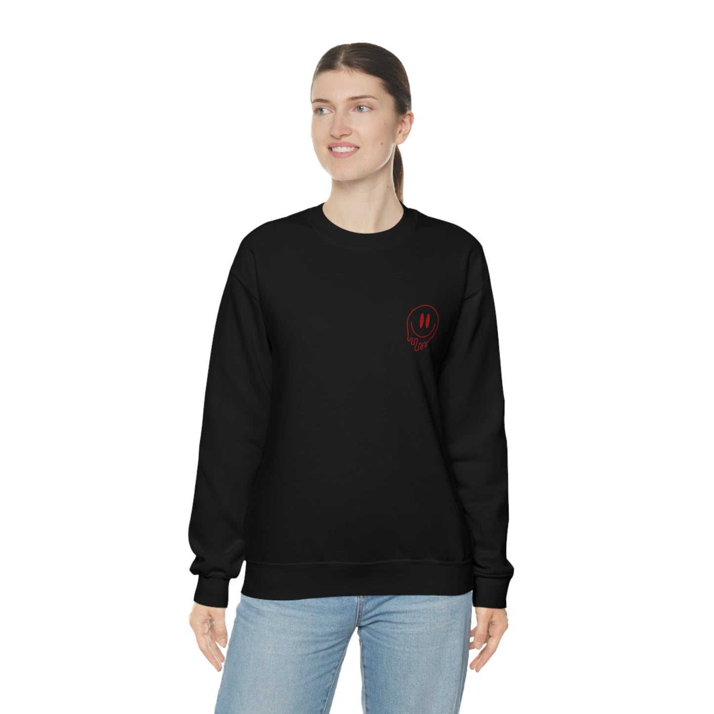 Melting Smiley Cool Moms Club Unisex DryBlend® Crewneck Sweatshirt Front/Back Print