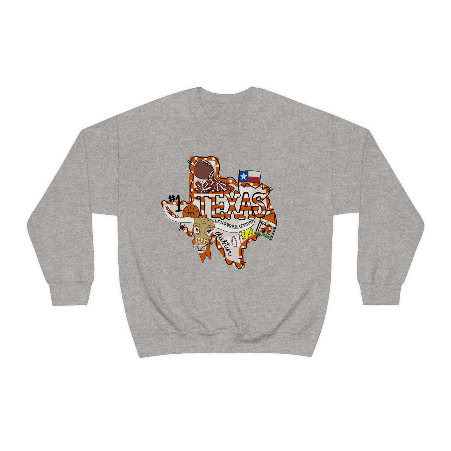 UT Hook Em Austin Texas Longhorn Football Unisex Heavy Blend Crewneck Sweatshirt