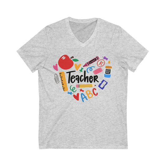 Teacher Unisex Jersey Short Sleeve V-Neck Tee