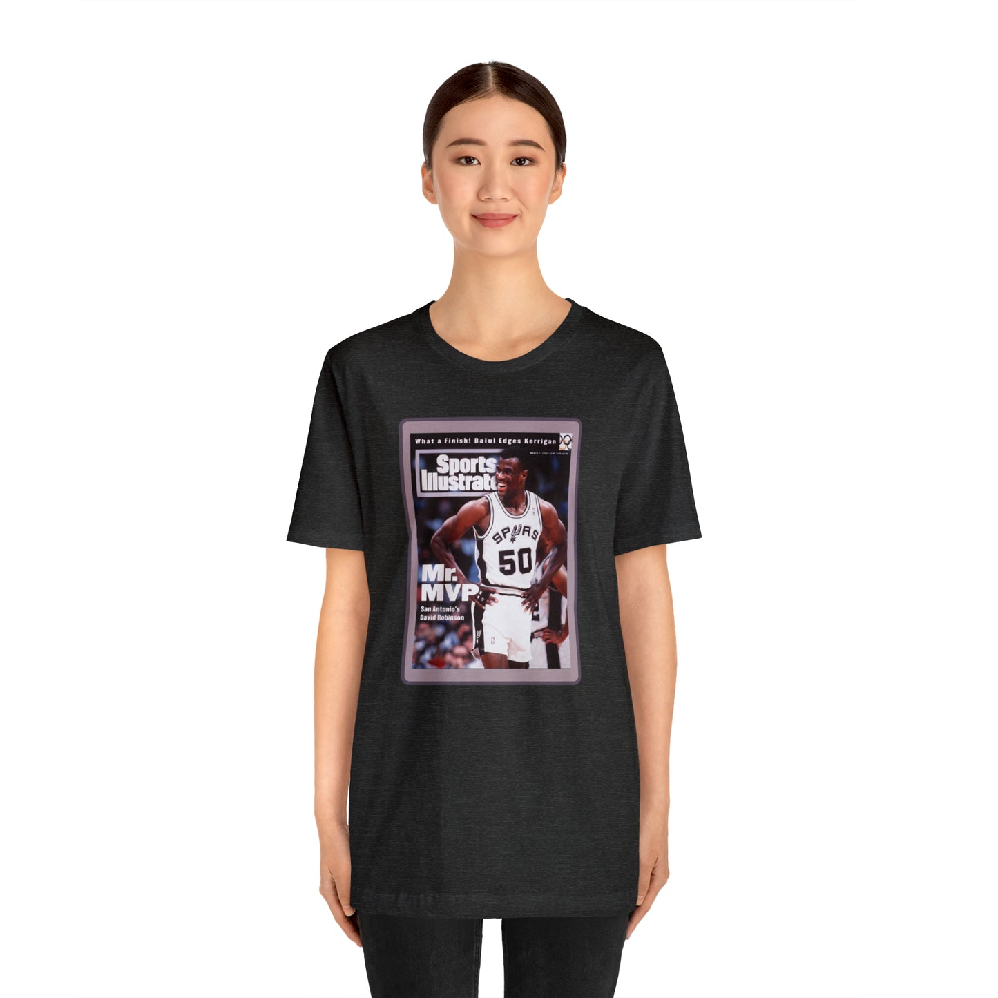 90s Throwback Spurs Basketball David Robinson Sports Illustrated Unisex Jersey Short Sleeve Tee