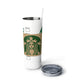 Coffee Inspired Skinny Steel Tumbler with Straw, 20oz