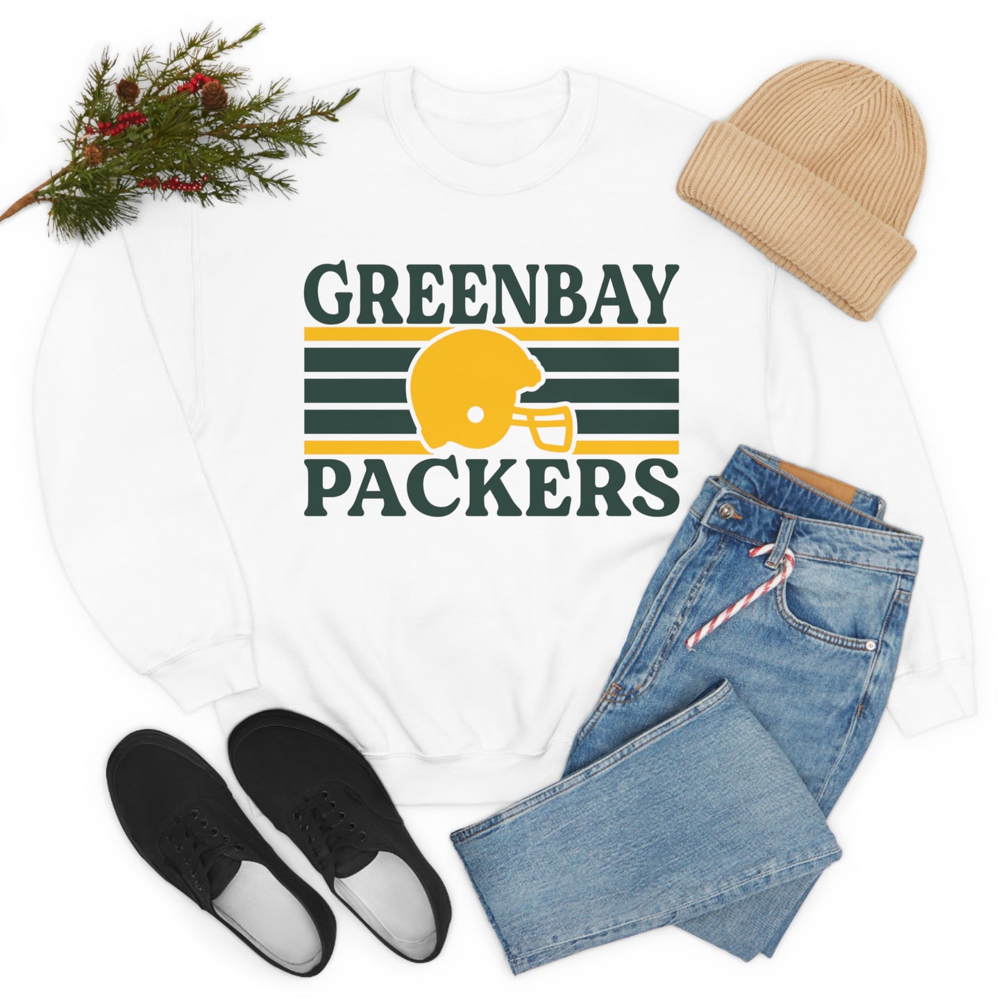 Retro Style Green Bay Football  Unisex Heavy Blend Crewneck Sweatshirt