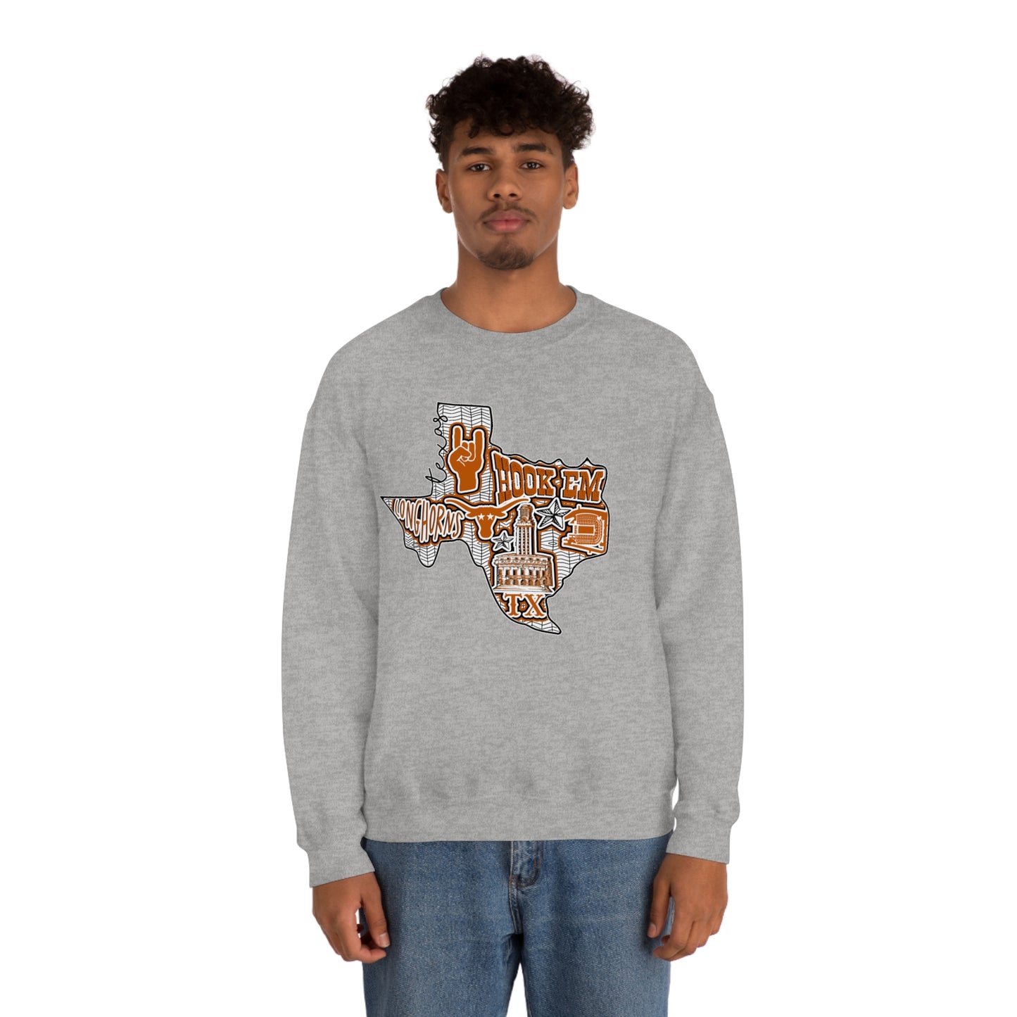 UT Hook Em Austin Texas Longhorn Football Unisex Heavy Blend Crewneck Sweatshirt