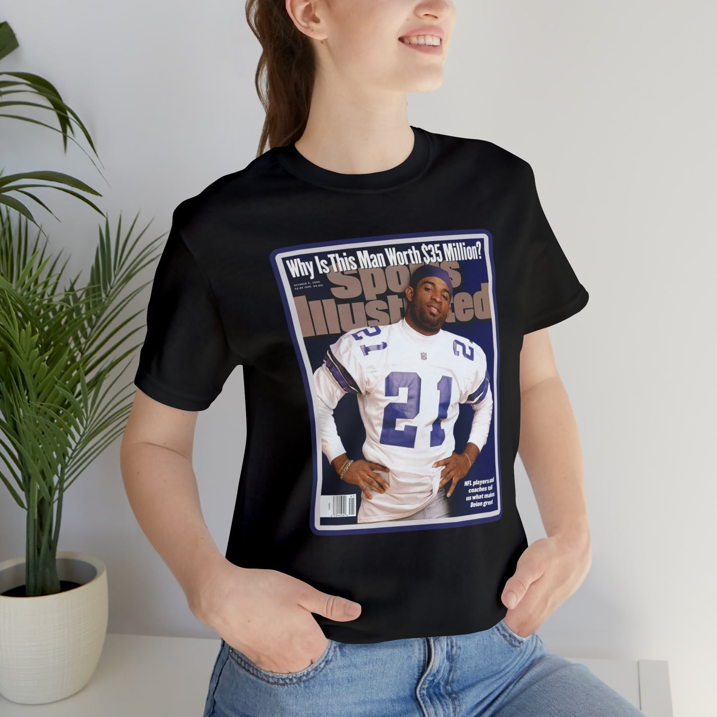 90s Throwback  Dallas Cowboys Deion Sanders Sports Illustrated Magazine Unisex Jersey Short Sleeve Tee
