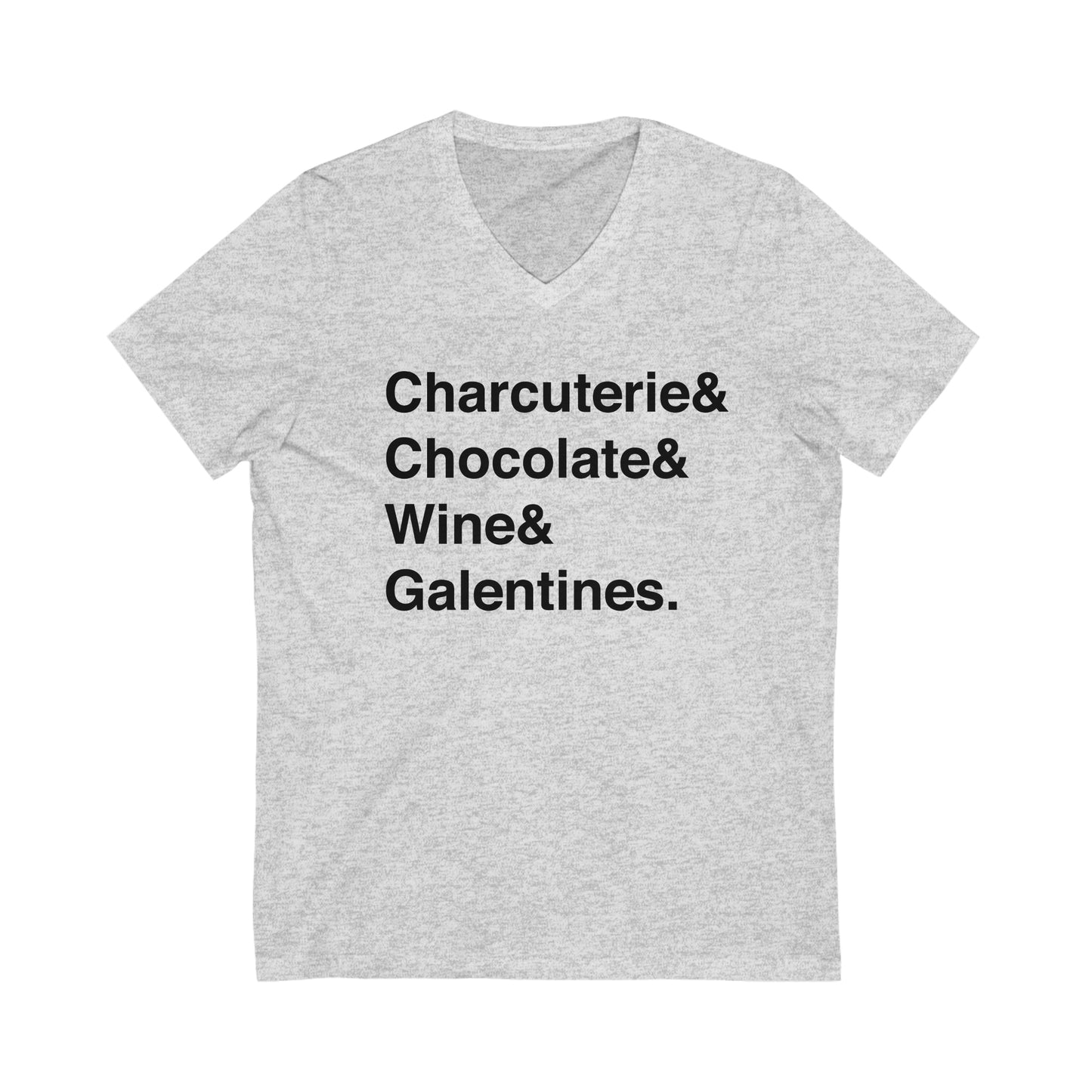 Charcuterie Wine Chocolate Galentines Valentines Day Unisex Jersey Short Sleeve V-Neck Tee