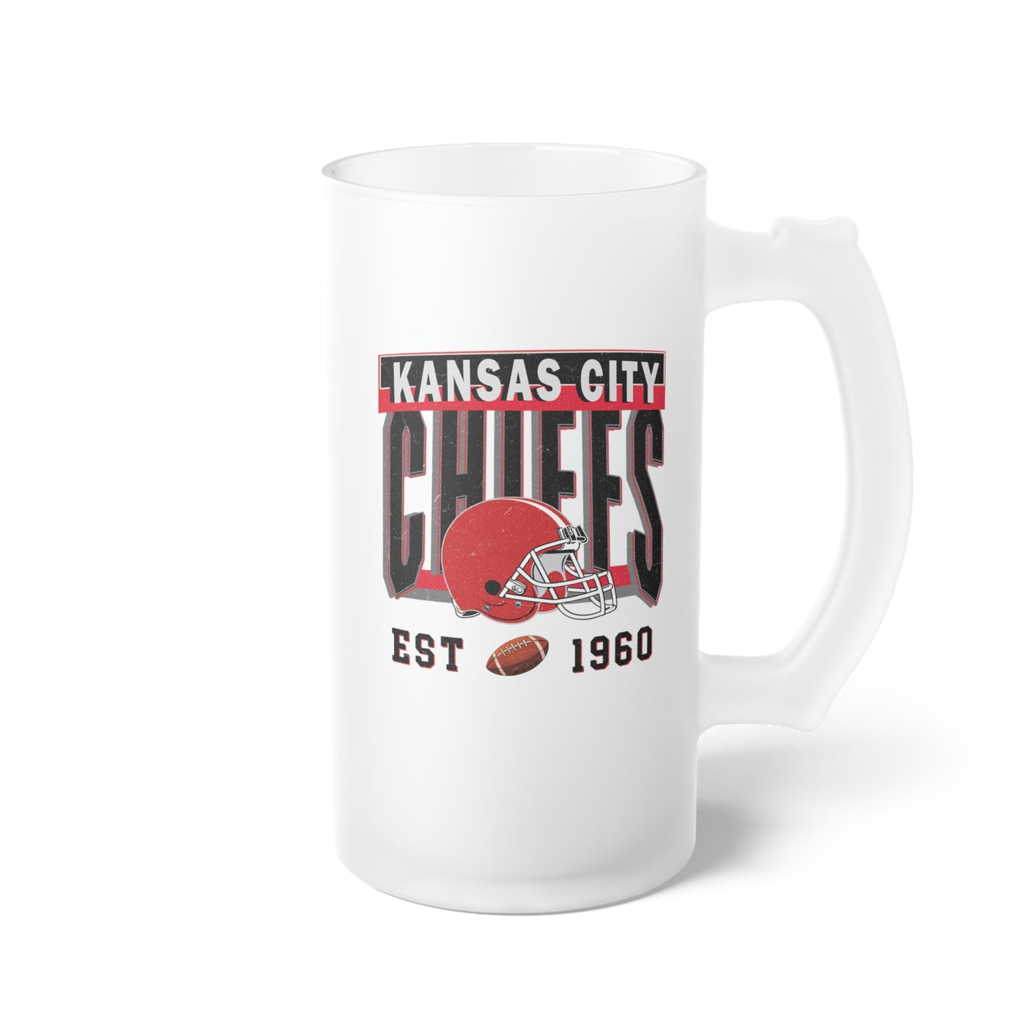 Kansas City Football Frosted Glass Beer Mug