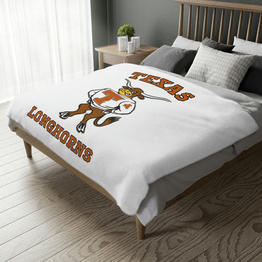 Longhorns Velveteen Minky Throw Blanket