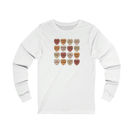 Texas Themed Candy Hearts Valentines Day Unisex Jersey Long Sleeve Tee