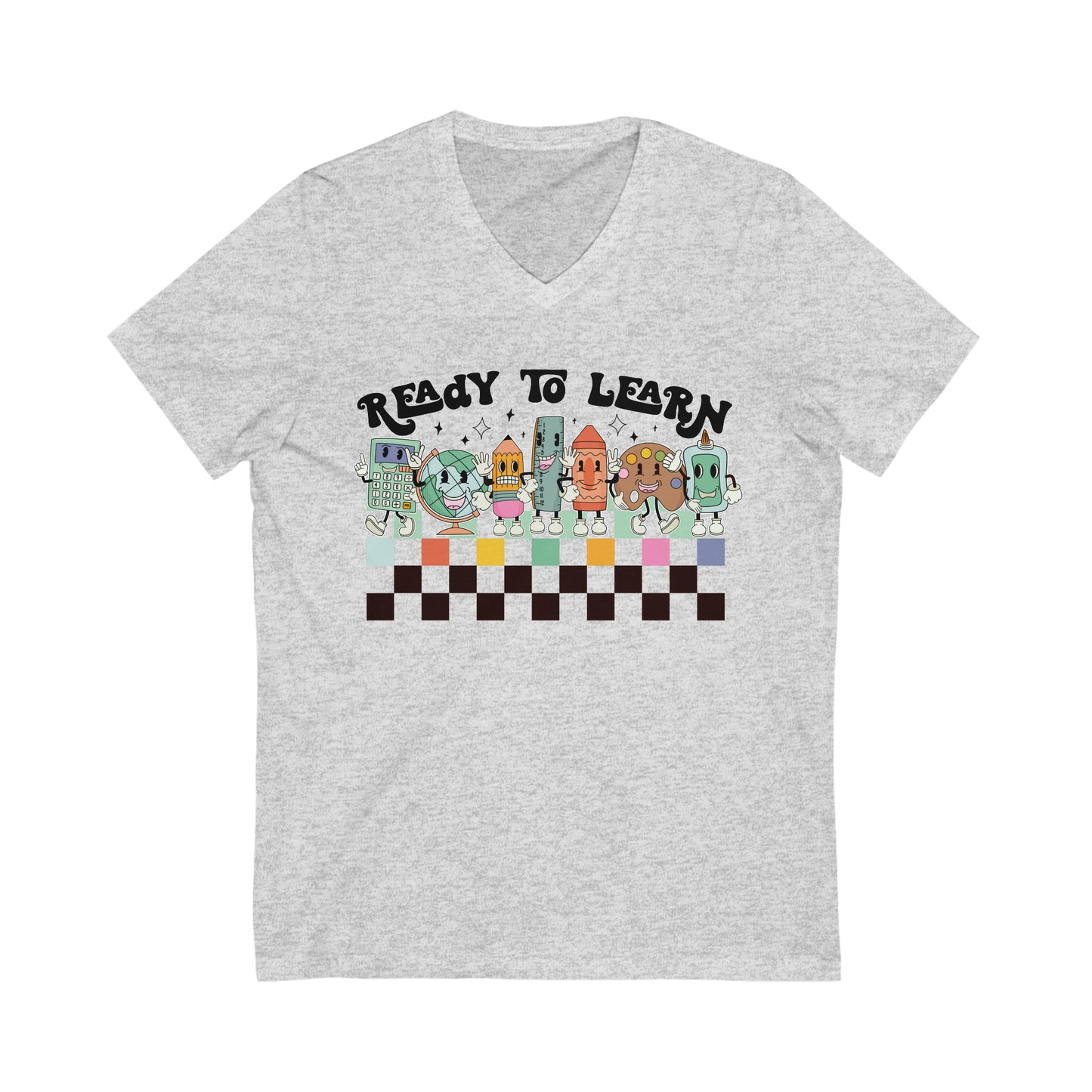 Ready To Learn Teacher Unisex Jersey Short Sleeve V-Neck Tee