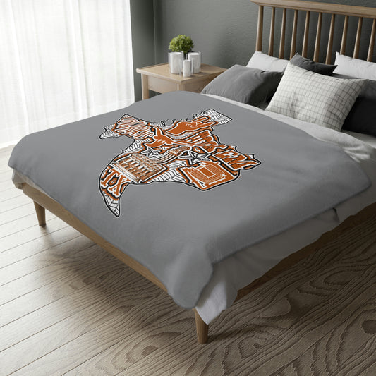 Longhorns Velveteen Minky Throw Blanket