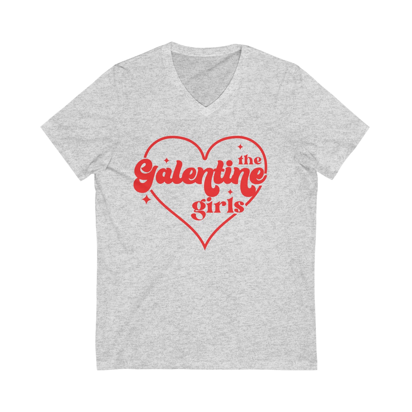 Galentine Girls Valentines Day Unisex Jersey Short Sleeve V-Neck Tee