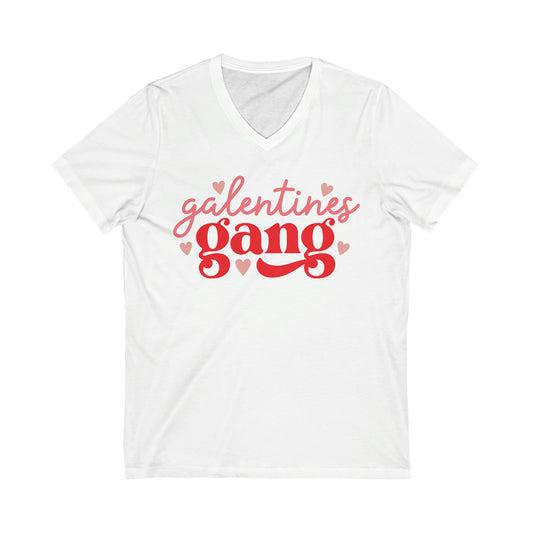 Galentine Gang Valentines Day Unisex Jersey Short Sleeve V-Neck Tee