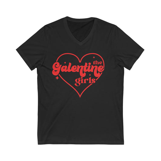 Galentine Girls Valentines Day Unisex Jersey Short Sleeve V-Neck Tee