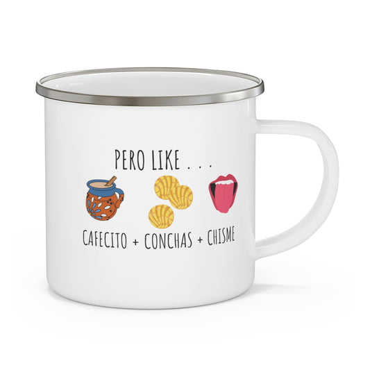 Coffee, Conchas, & Chisme | Enamel Camping Coffee Mug